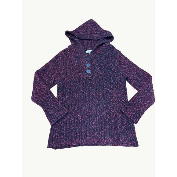 Cabelas Burgundy Black Button Up Hooded Sweater Cozy Knit Cotton Blend Warm Styl - Picture 8 of 9